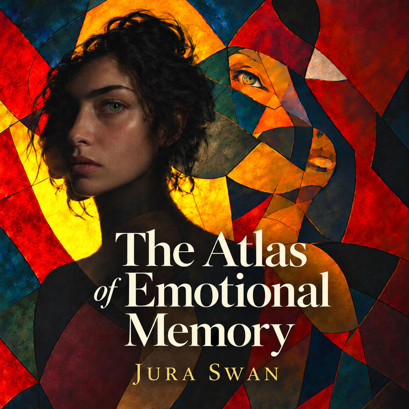 The Atlas of Emotional Memory Cover of The Atlas of Emotional Memory by Jura Swan, featuring a woman and colorful abstract shapes.